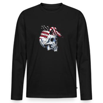 skull eagle - Männer Premium Bio Langarmshirt - Schwarz - Vorne - Nico (187cm)
