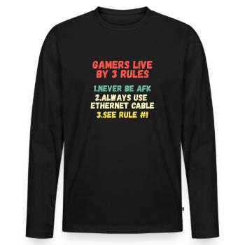 Les joueurs vivent selon 3 règles - T-shirt manches longues Premium bio Homme - noir - Devant - Nico (187cm)