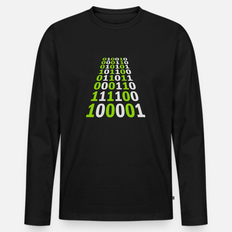 Binary Code Program Language - Men's Premium Organic Long Sleeve Shirt - black