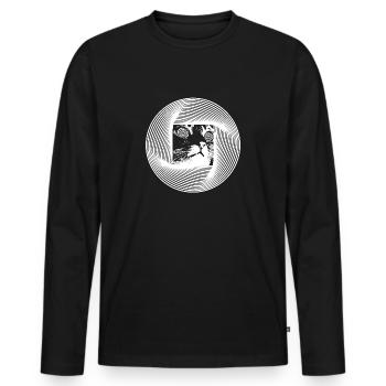 Chat Psychédélique - T-shirt manches longues Premium bio Homme - noir - Devant - Nico (187cm)