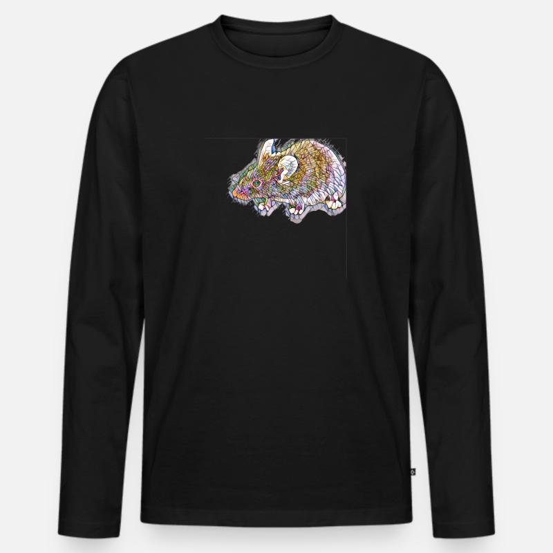 Kunstdruck Maus / Nagetier - Männer Premium Bio Langarmshirt - Schwarz