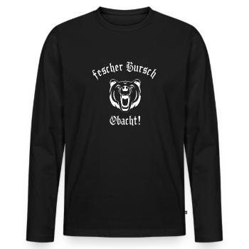 T-shirt cool et drôle avec slogan bavarois - T-shirt manches longues Premium bio Homme - noir - Devant - Nico (187cm)