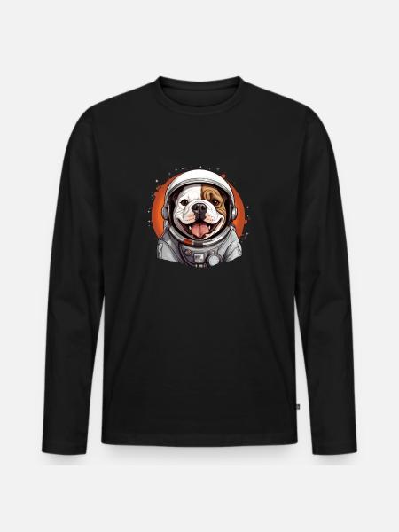 Bulldog as an astronaut - Men's Premium Organic Long Sleeve Shirt - black