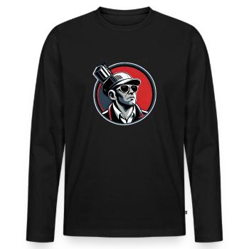 Mafia round logo - Men's Premium Organic Long Sleeve Shirt - black - Front - Nico (187cm)
