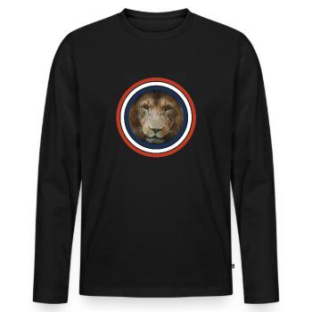 Lion color circles red white blue - Men's Premium Organic Long Sleeve Shirt - black - Front - Nico (187cm)