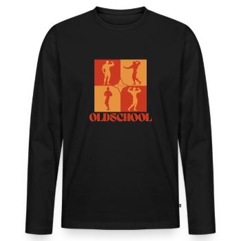 Oldschool - Männer Premium Bio Langarmshirt - Schwarz - Vorne - Nico (187cm)