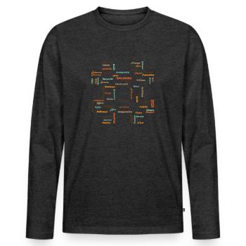 hashtag VALEURS 1 - T-shirt manches longues Premium bio Homme - anthracite chiné - Devant - Nico (187cm)