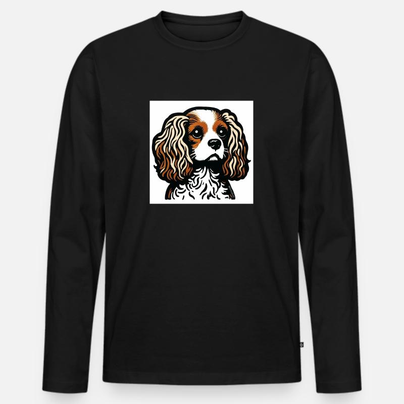 König Charles Spaniel - Blenheim - Männer Premium Bio Langarmshirt - Schwarz