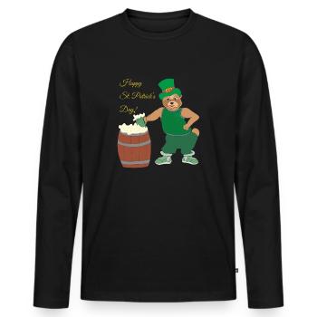 Happy St. Patricks Day - Men's Premium Organic Long Sleeve Shirt - black - Front - Nico (187cm)