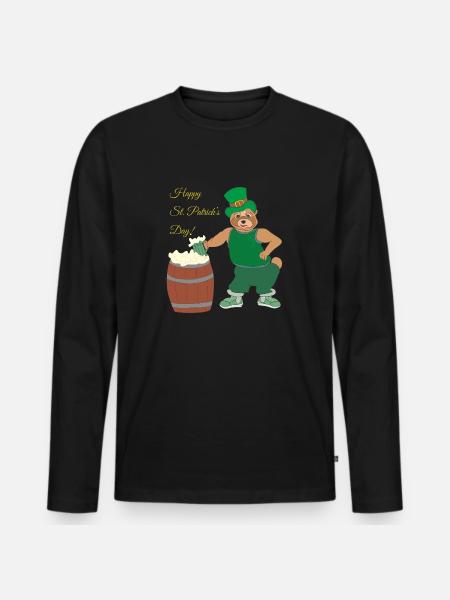 Happy St. Patricks Day - Men's Premium Organic Long Sleeve Shirt - black