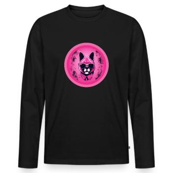 Cool Cat - Männer Premium Bio Langarmshirt - Schwarz - Vorne - Nico (187cm)
