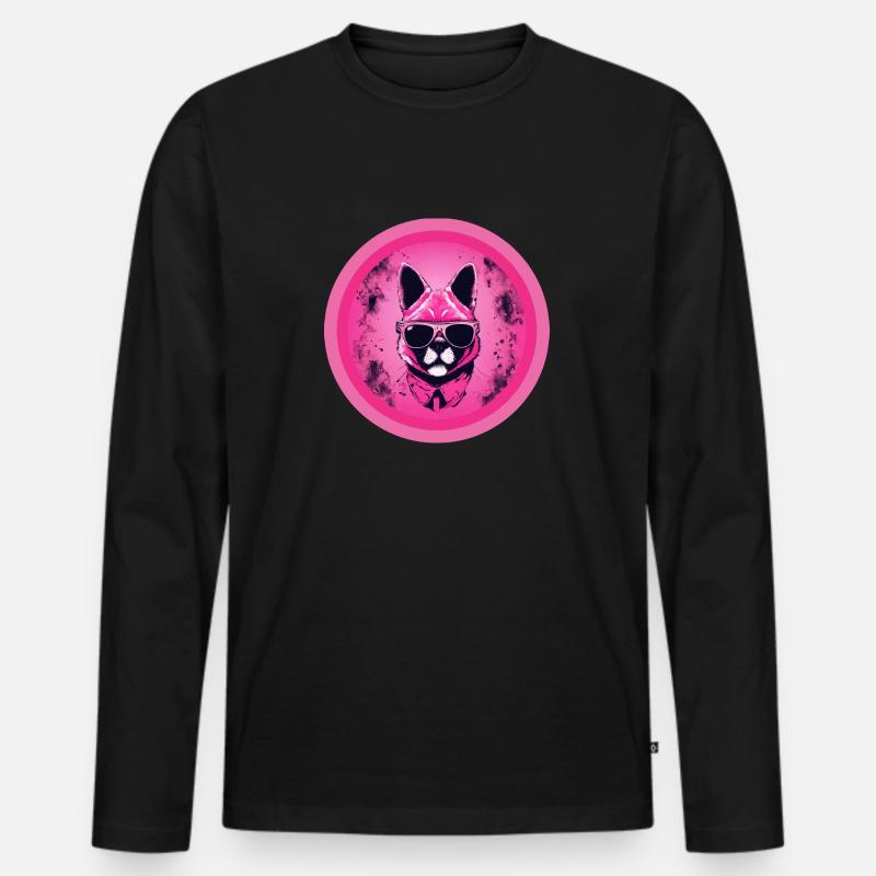 Cool Cat - Männer Premium Bio Langarmshirt - Schwarz