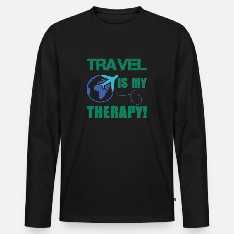 travel therapy - Männer Premium Bio Langarmshirt - Schwarz
