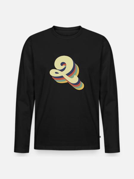 Retro Q Buchstabe - Männer Premium Bio Langarmshirt - Schwarz