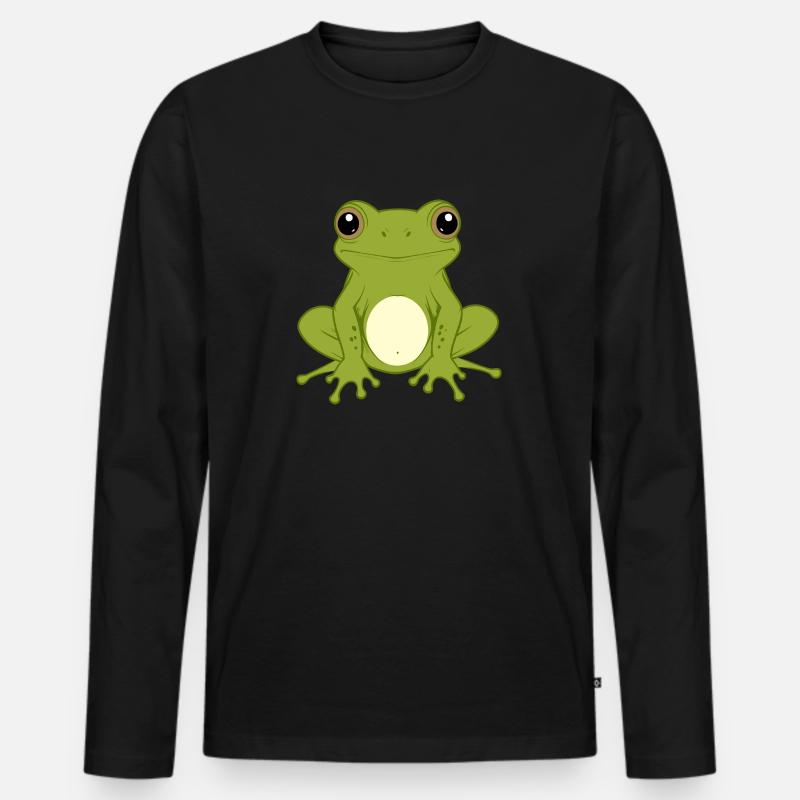 Frosch - Männer Premium Bio Langarmshirt - Schwarz