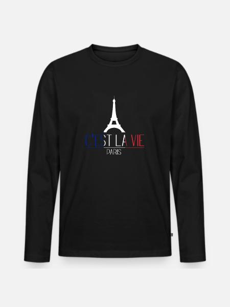 french flag saying - Men's Premium Organic Long Sleeve Shirt - black