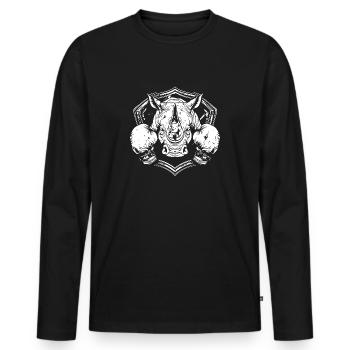 Rhino Boxer Arts Martiaux MMA - T-shirt manches longues Premium bio Homme - noir - Devant - Nico (187cm)