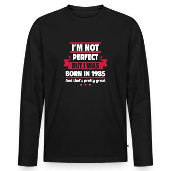 Geboren 1985,Geburtstagsgeschenk,Geburtsjah - Männer Premium Bio Langarmshirt - Schwarz - Vorne - Nico (187cm)