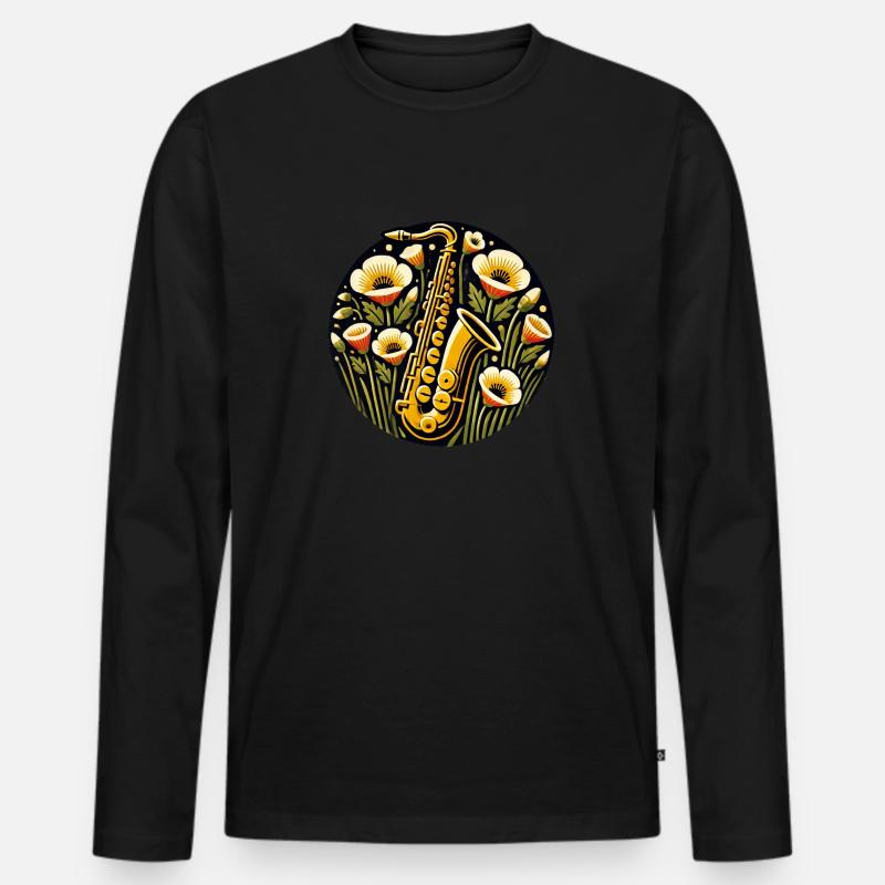 Saxophon - Männer Premium Bio Langarmshirt - Schwarz