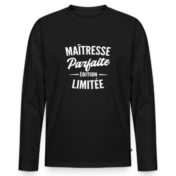 maîtresse parfaite édition limitée - T-shirt manches longues Premium bio Homme - noir - Devant - Nico (187cm)
