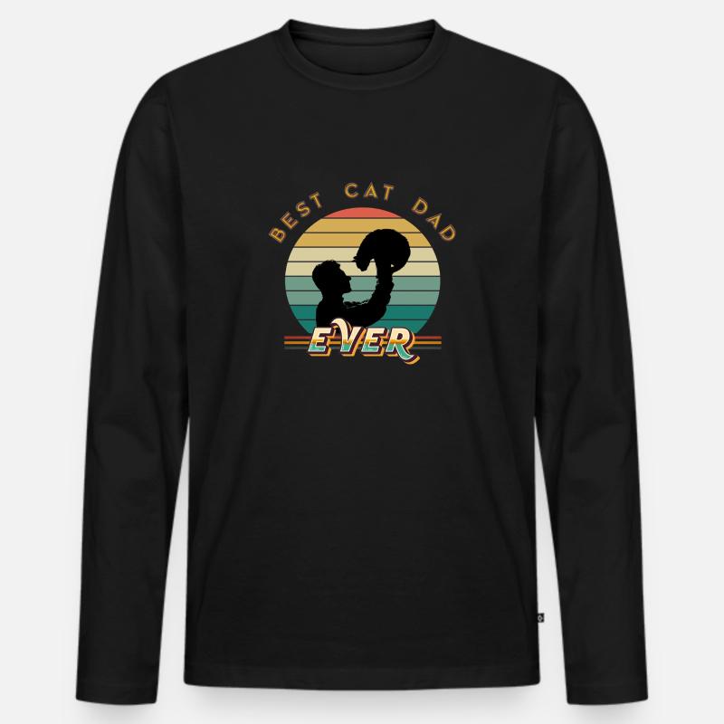 Best Cat Dad Ever - Männer Premium Bio Langarmshirt - Schwarz