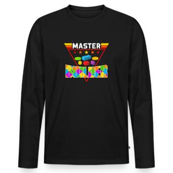 For Block Builder Dad Master Builder - Men's Premium Organic Long Sleeve Shirt - black - Front - Nico (187cm)
