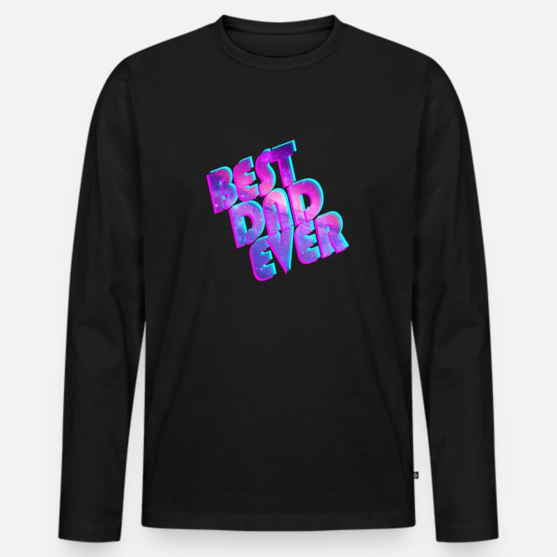 Best Dad Ever space - Männer Premium Bio Langarmshirt - Schwarz