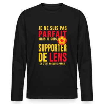 supporter football Lens Humour foot Club lensois - T-shirt manches longues Premium bio Homme - noir - Devant - Nico (187cm)