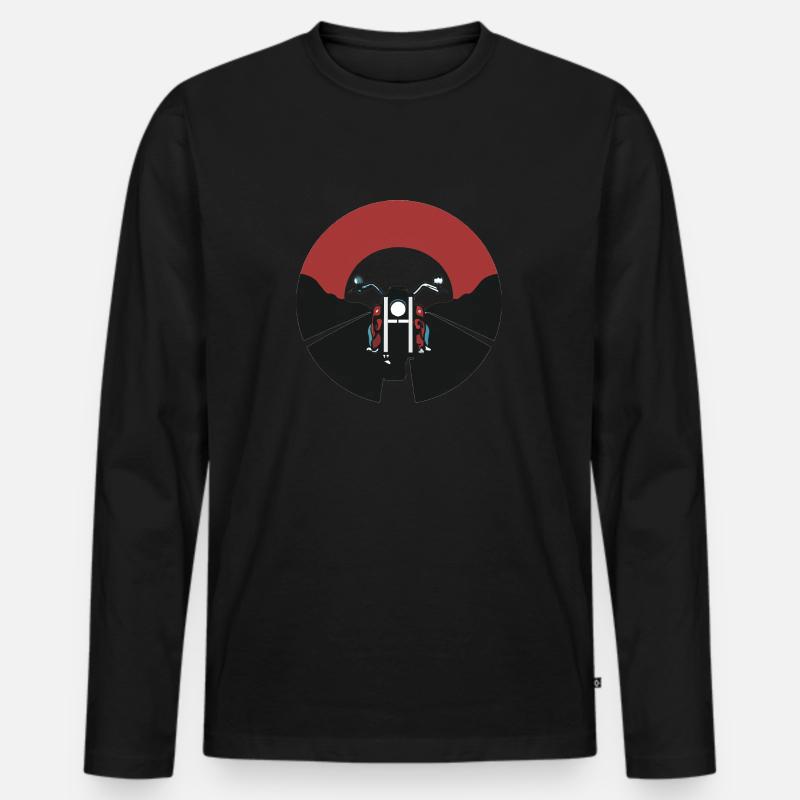 Motorrad und Straße - Männer Premium Bio Langarmshirt - Schwarz