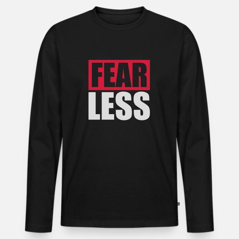 fearless Text Zitat Design - Männer Premium Bio Langarmshirt - Schwarz