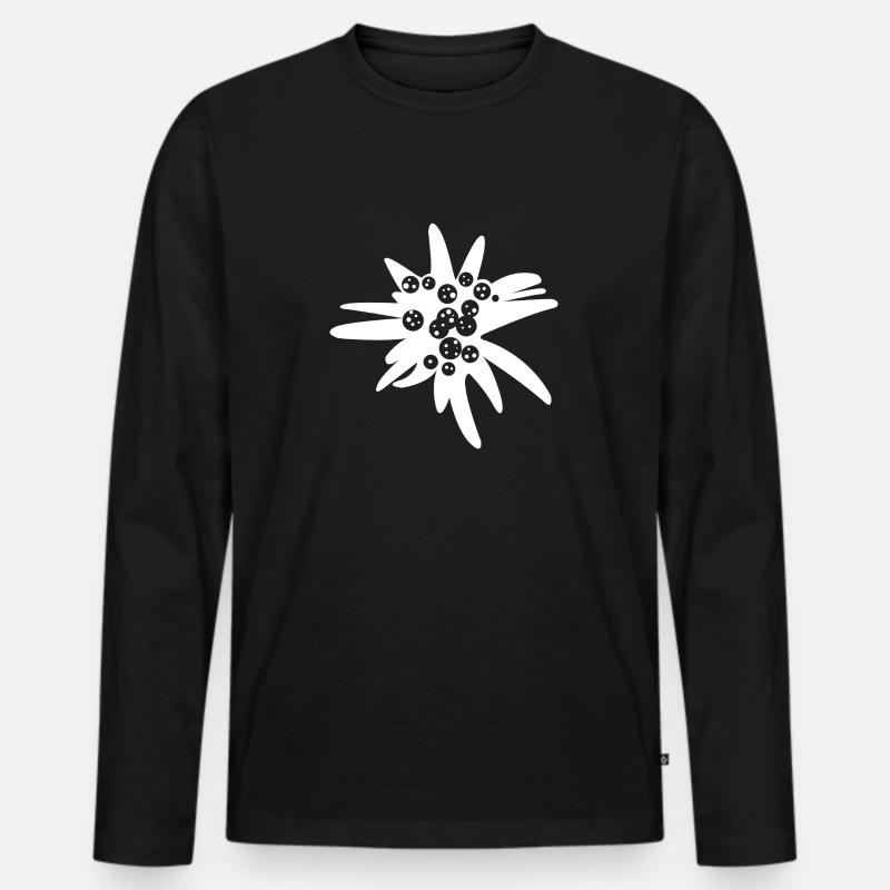 edelweiß - Männer Premium Bio Langarmshirt - Schwarz