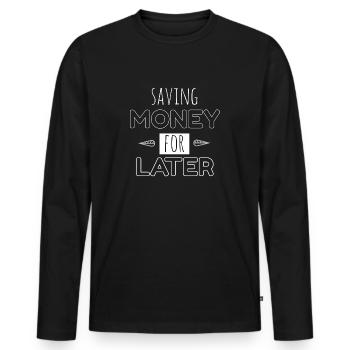 Économiser de l’argent - T-shirt manches longues Premium bio Homme - noir - Devant - Nico (187cm)
