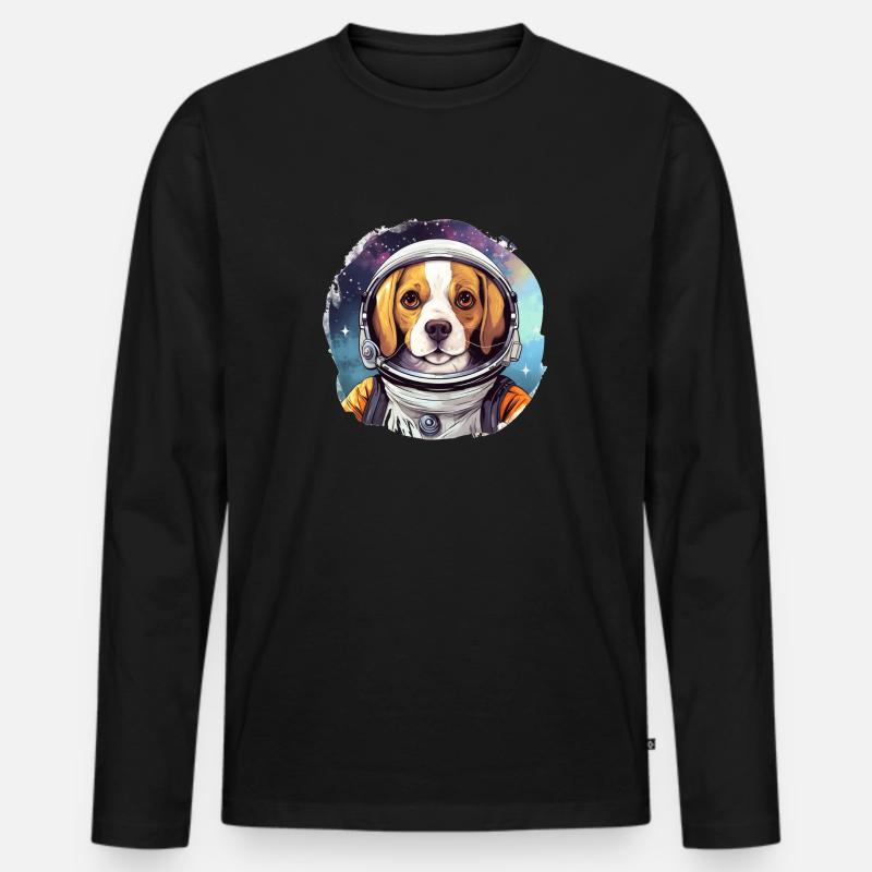 Hund als Astronaut - Männer Premium Bio Langarmshirt - Schwarz