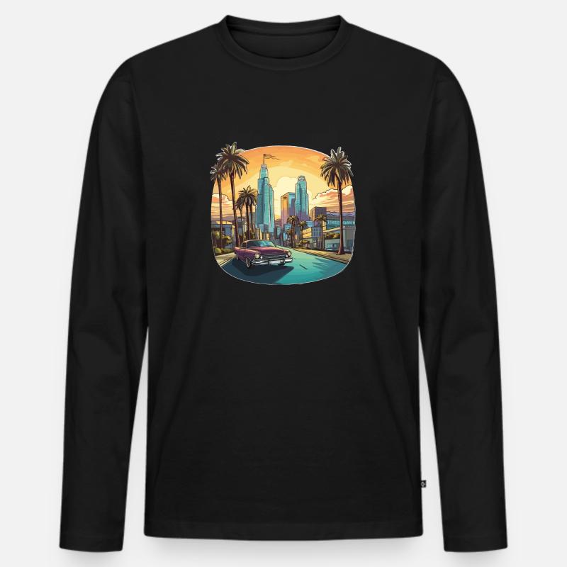 US - Männer Premium Bio Langarmshirt - Schwarz