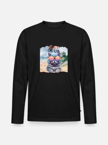 Cat Club - Männer Premium Bio Langarmshirt - Schwarz