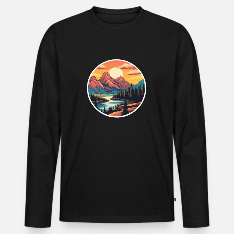 Berglandschaft - Männer Premium Bio Langarmshirt - Schwarz