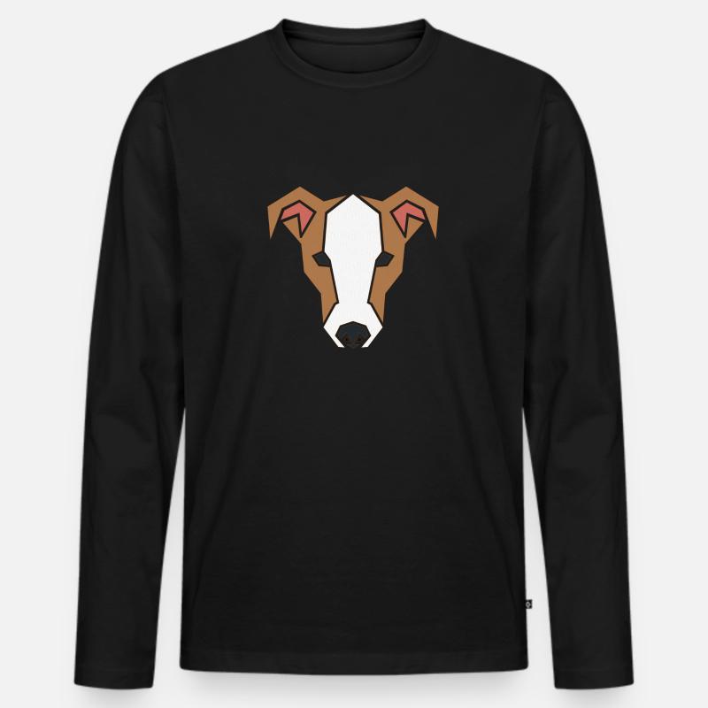 Jack Russell Faces 1a - Männer Premium Bio Langarmshirt - Schwarz