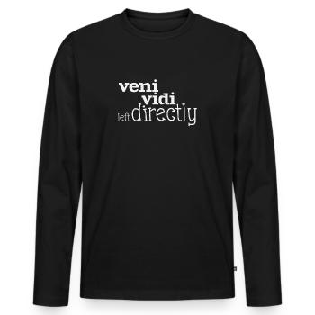 veni vidi left directly white - Men's Premium Organic Long Sleeve Shirt - black - Front - Nico (187cm)
