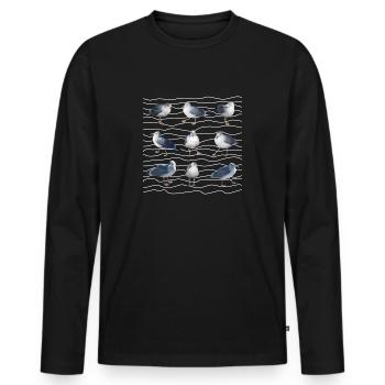 Mouette, Mer, Vagues, Mer du Nord, Sylt, Mer Baltique, Carnaval - T-shirt manches longues Premium bio Homme - noir - Devant - Nico (187cm)