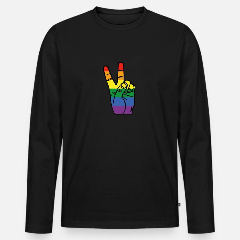 Peace LGBT - Männer Premium Bio Langarmshirt - Schwarz
