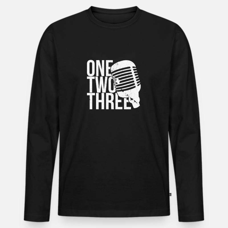 One Two Three Microphone (weiß) - Männer Premium Bio Langarmshirt - Schwarz
