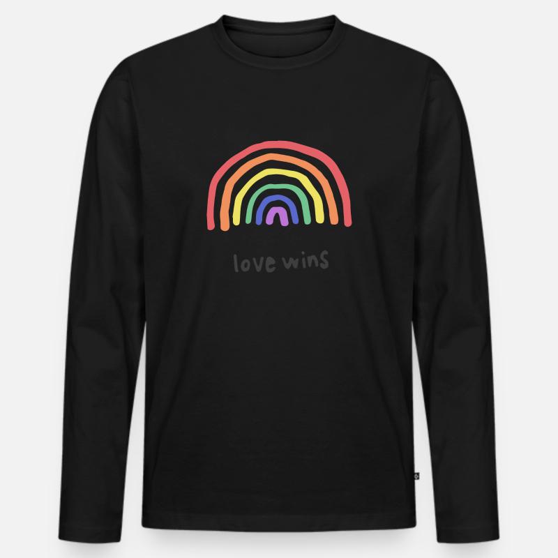 Liebe gewinnt Regenbogen - Männer Premium Bio Langarmshirt - Schwarz