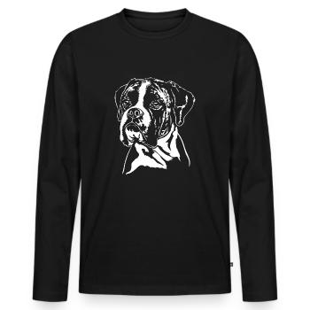 BOXER allemand chien portrait chien chiens Wilsigns - T-shirt manches longues Premium bio Homme - noir - Devant - Nico (187cm)