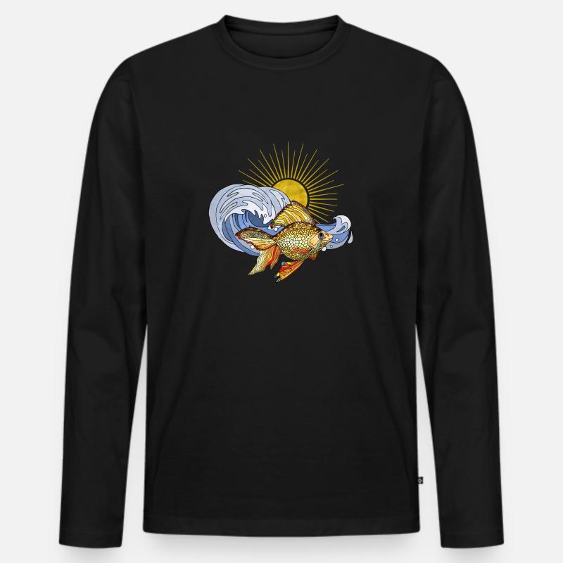 Fisch - Männer Premium Bio Langarmshirt - Schwarz