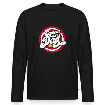 Gift for father Captain Dad - Men's Premium Organic Long Sleeve Shirt - black - Front - Nico (187cm)