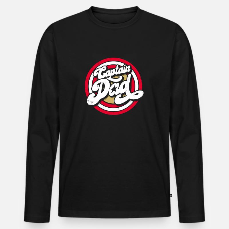 Geschenk für Vater Captain Dad - Männer Premium Bio Langarmshirt - Schwarz