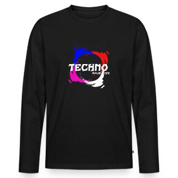 Rave On! - Men's Premium Organic Long Sleeve Shirt - black - Front - Nico (187cm)