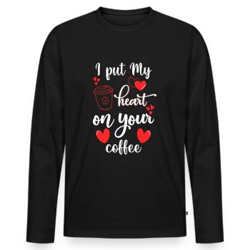 Barista Morning Muffle Bar - T-shirt manches longues Premium bio Homme - noir - Devant - Nico (187cm)