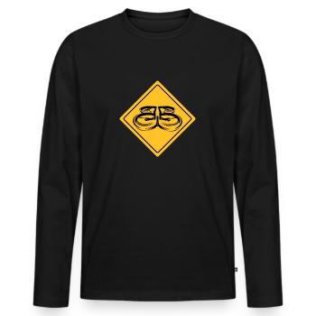 Drone with warning sign Drone flyer - Men's Premium Organic Long Sleeve Shirt - black - Front - Nico (187cm)