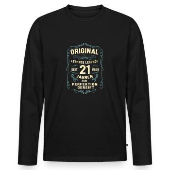 Original seit über 21 Jahren Geburtstag Geburt - Männer Premium Bio Langarmshirt - Schwarz - Vorne - Nico (187cm)